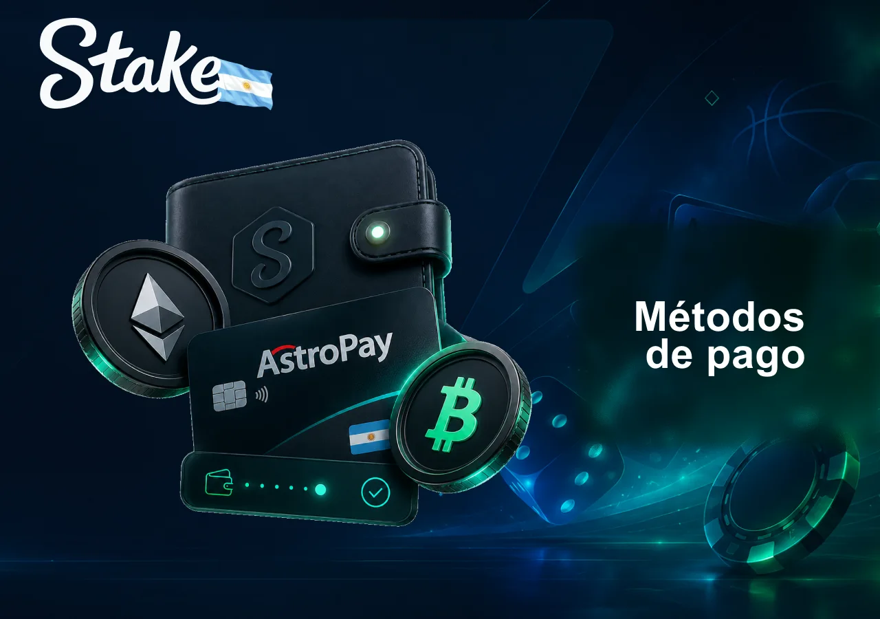 Métodos de pago en Stake Argentina con AstroPay, criptomonedas y transacciones seguras online